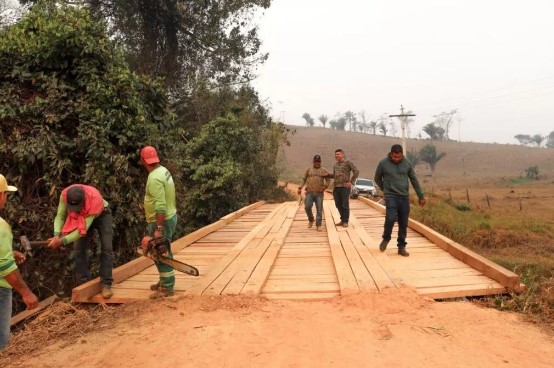 Ramal Linha 8, na zona rural de Brasiléia, ganha ponte nova: Local foi atingido pela alagação