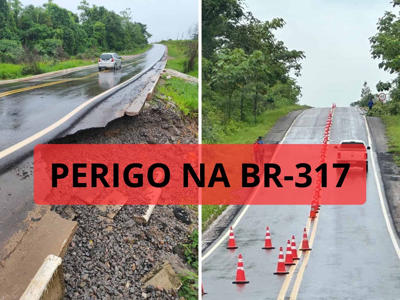 Chuvas danificam BR-317 em Epitaciolândia e impedem temporariamente passagem de carretas