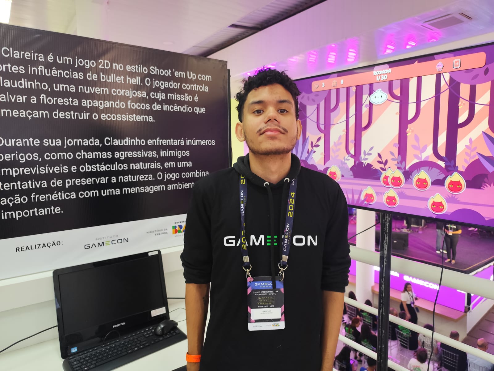 Na Gamecon Acre, jovem cria jogo sobre queimadas na Amazônia: Nuvem vira mascote