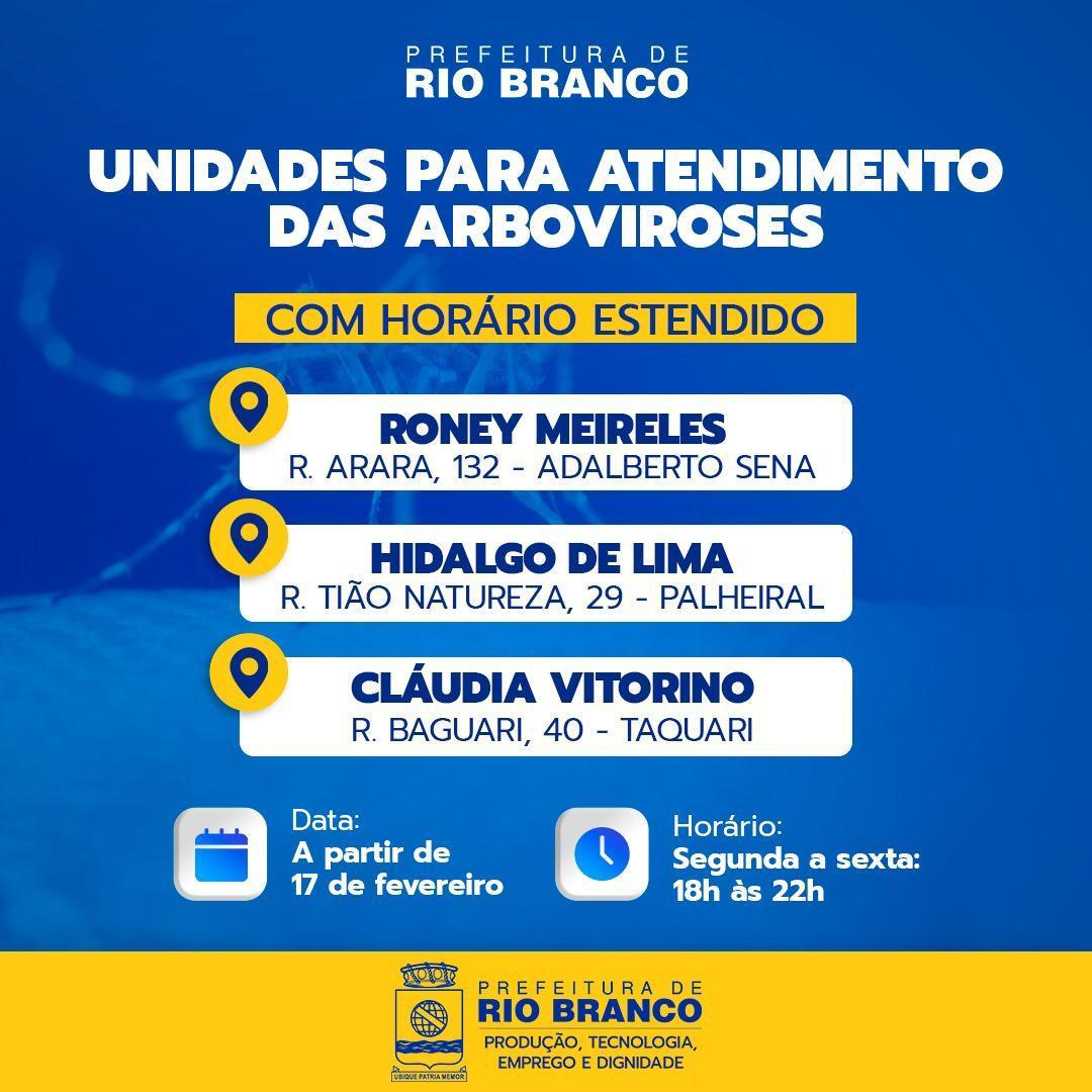 Por causa da Dengue em Rio Branco, quatro Uraps funcionam até às 17h aos sábados