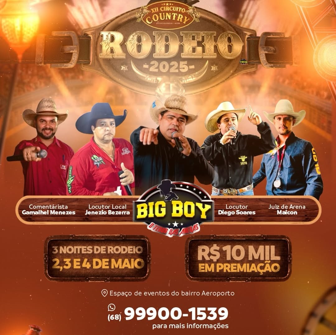 Com R$ 10 mil em prêmios, Epitaciolândia abre inscrições para Rodeio do Circuito Country