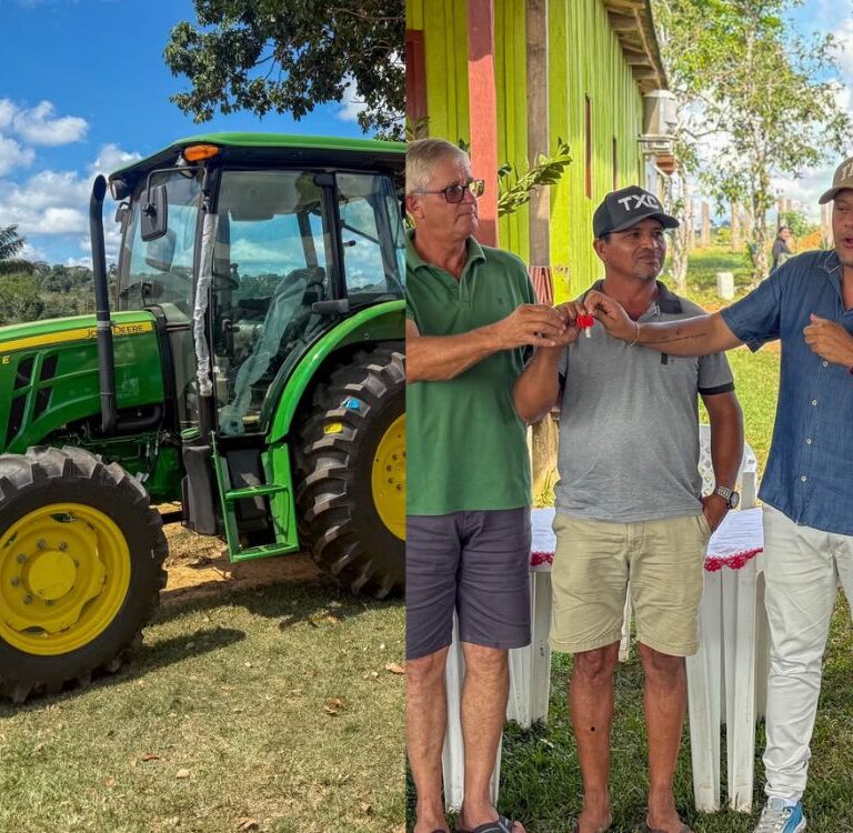 Prefeitura de Epitaciolândia fortalece cadeia leiteira com entrega de trator e implementos agrícolas novinhos