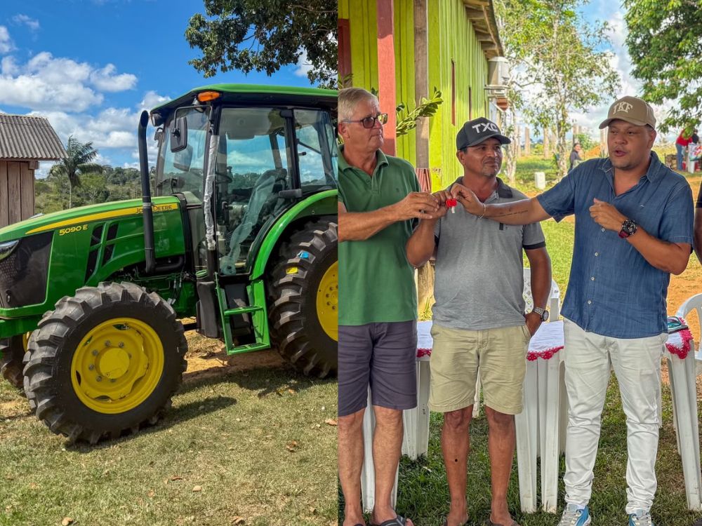 Prefeitura de Epitaciolândia fortalece cadeia leiteira com entrega de trator e implementos agrícolas novinhos