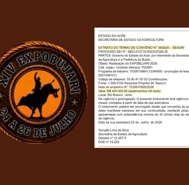 Convênio de R$ 400 mil confirma investimento do Estado, via SEAGRI, na ExpoBujari 2026